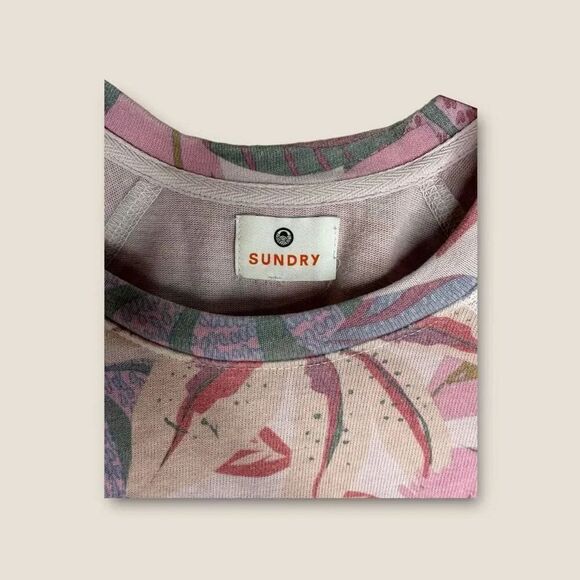 Sundry Tropical Raglan Long Sleeve Lightweight Crewneck Sweatshirt Size 3 (Large - Picture 4 of 5